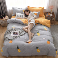 HKM-907411 Thickened Cotton Quilt Cover Set in Garden Flower Design