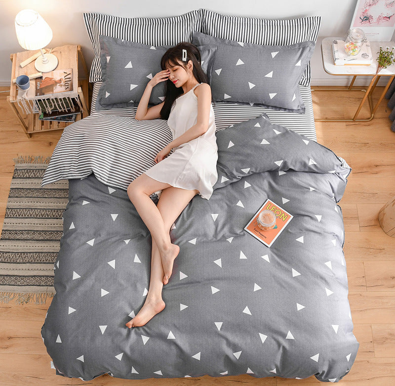 HKM-907411 Thickened Cotton Quilt Cover Set in Garden Flower Design