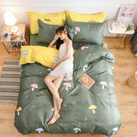 HKM-907411 Thickened Cotton Quilt Cover Set in Garden Flower Design