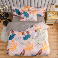 HKM-907411 Thickened Cotton Quilt Cover Set in Garden Flower Design