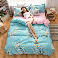 HKM-907411 Thickened Cotton Quilt Cover Set in Garden Flower Design