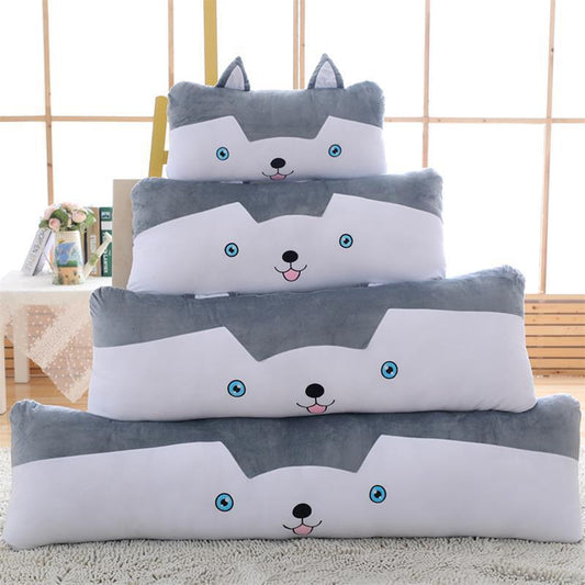 HKM-907475 Cute Plush Husky Long Throw Pillow - Soft Crystal Fabric, 60cm Height, Ideal for Home Decor