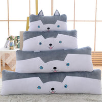 HKM-907475 Cute Plush Husky Long Throw Pillow - Soft Crystal Fabric, 60cm Height, Ideal for Home Decor
