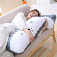 HKM-907475 Cute Plush Husky Long Throw Pillow - Soft Crystal Fabric, 60cm Height, Ideal for Home Decor