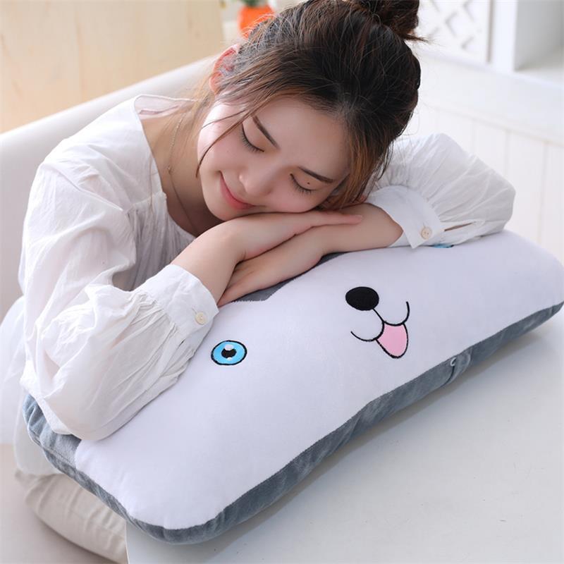 HKM-907475 Cute Plush Husky Long Throw Pillow - Soft Crystal Fabric, 60cm Height, Ideal for Home Decor