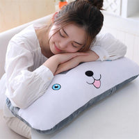 HKM-907475 Cute Plush Husky Long Throw Pillow - Soft Crystal Fabric, 60cm Height, Ideal for Home Decor