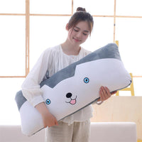 HKM-907475 Cute Plush Husky Long Throw Pillow - Soft Crystal Fabric, 60cm Height, Ideal for Home Decor