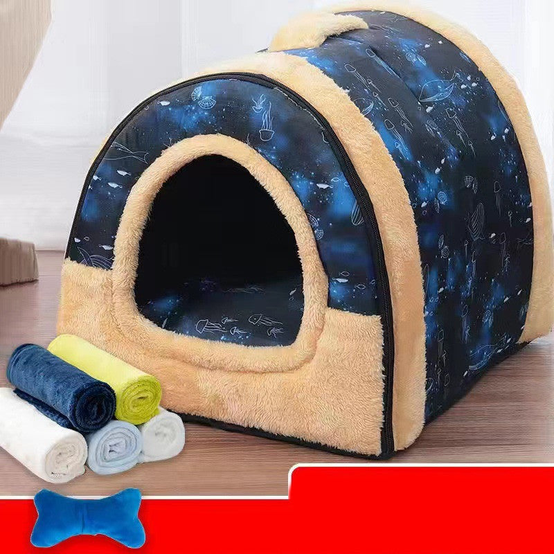 HKM-907795 Detachable And Washable Kennel Cat Litter Closed House For Cats Warm Pet Supplies