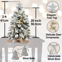 HKM-907859 2ft Mini Christmas Tree with Lights and Flocked Snow for Tabletop Decoration