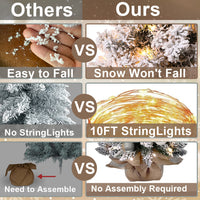 HKM-907859 2ft Mini Christmas Tree with Lights and Flocked Snow for Tabletop Decoration