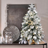 HKM-907859 2ft Mini Christmas Tree with Lights and Flocked Snow for Tabletop Decoration