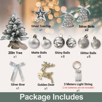 HKM-907859 2ft Mini Christmas Tree with Lights and Flocked Snow for Tabletop Decoration