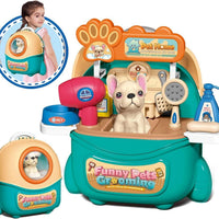 HKM-907923 Pet Dog Care Play Set for Kids - 16 Piece Pretend Vet & Grooming Toys
