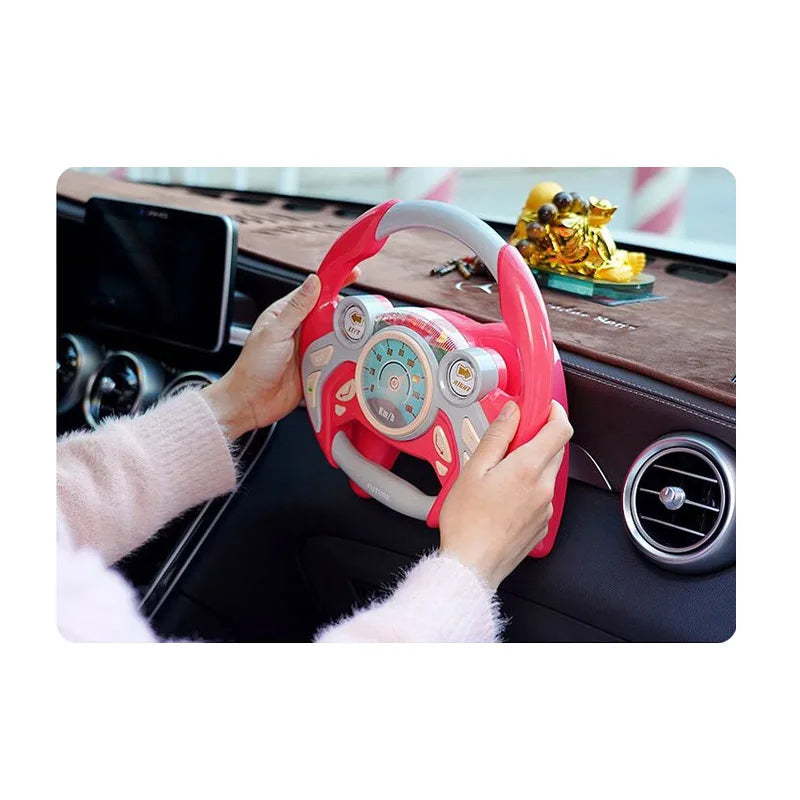 Educational Pretend Play Electric Steering Wheel Toy with Sound and Light for Kids