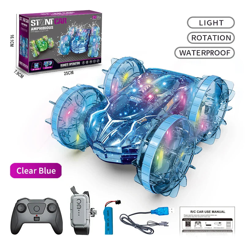 HKM-908243 Amphibious Remote Control Stunt Car with Gesture Control and Waterproof Features, 5 Channels, 2.4GHz, Indoor/Outdoor Use