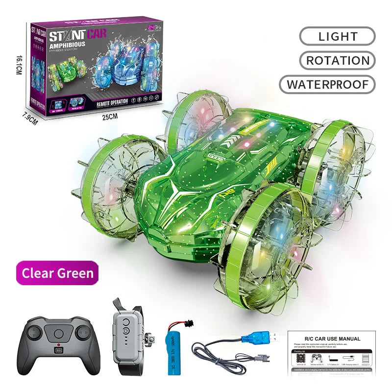 HKM-908243 Amphibious Remote Control Stunt Car with Gesture Control and Waterproof Features, 5 Channels, 2.4GHz, Indoor/Outdoor Use