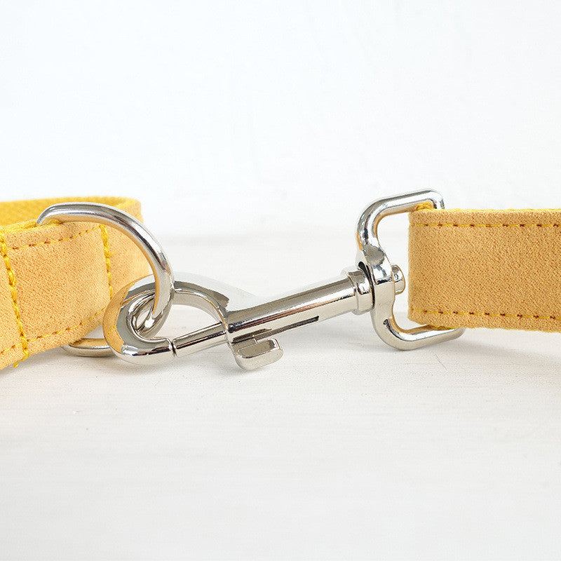 HKM-908243 Durable Yellow Polyester Dog Collar with Traction Rope for Walking and Training