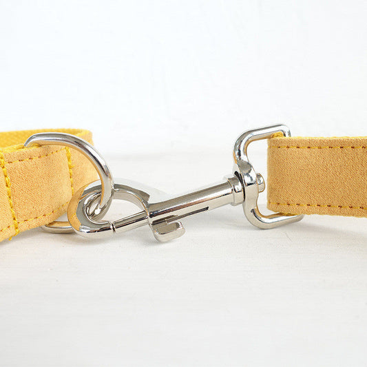 HKM-908243 Durable Yellow Polyester Dog Collar with Traction Rope for Walking and Training
