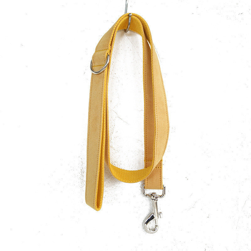 HKM-908243 Durable Yellow Polyester Dog Collar with Traction Rope for Walking and Training
