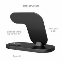 HKM-908307 3-in-1 Wireless Charging Station Compatible with iPhone 12 Pro, XR, AirPods Pro, and iWatch, 15W Quick Charge, Foldable, Black/White