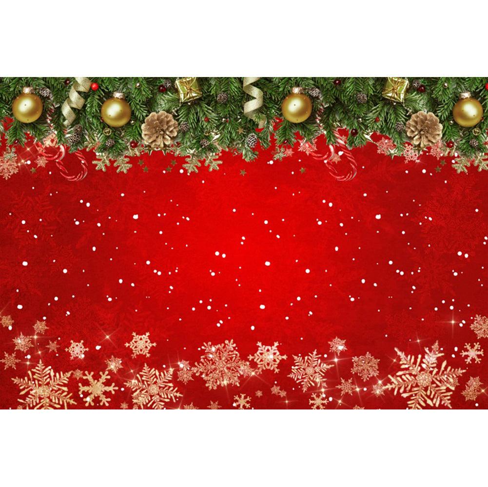 HKM-908371 Christmas Red Wall Background with Snowflake Design for Photography - 120x80cm Fabric
