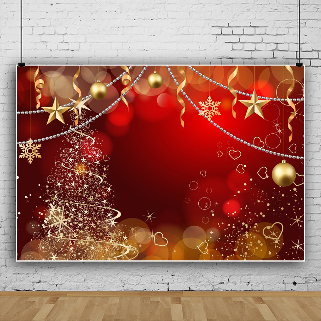 HKM-908371 Christmas Red Wall Background with Snowflake Design for Photography - 120x80cm Fabric