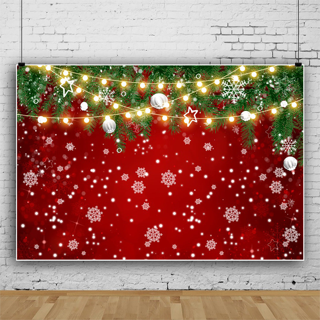 HKM-908371 Christmas Red Wall Background with Snowflake Design for Photography - 120x80cm Fabric