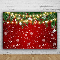 HKM-908371 Christmas Red Wall Background with Snowflake Design for Photography - 120x80cm Fabric