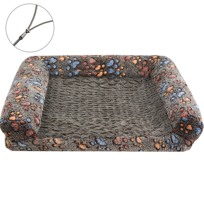 HKM-908435 Removable and Washable Cartoon Footprint Dog House Pet Sofa with Multiple Designs