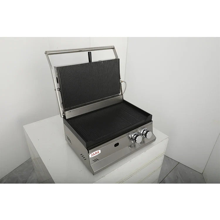 KTX-908755 Commercial Gas Panini Press Grill and Whole Groove Griddle for Catering and Food Services