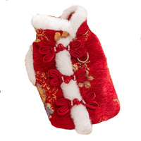 HKM-908883 Authentic Chinese New Year Pet Fleece Coat for Small Dogs and Cats, Warm Two-Legged Cotton Outfit