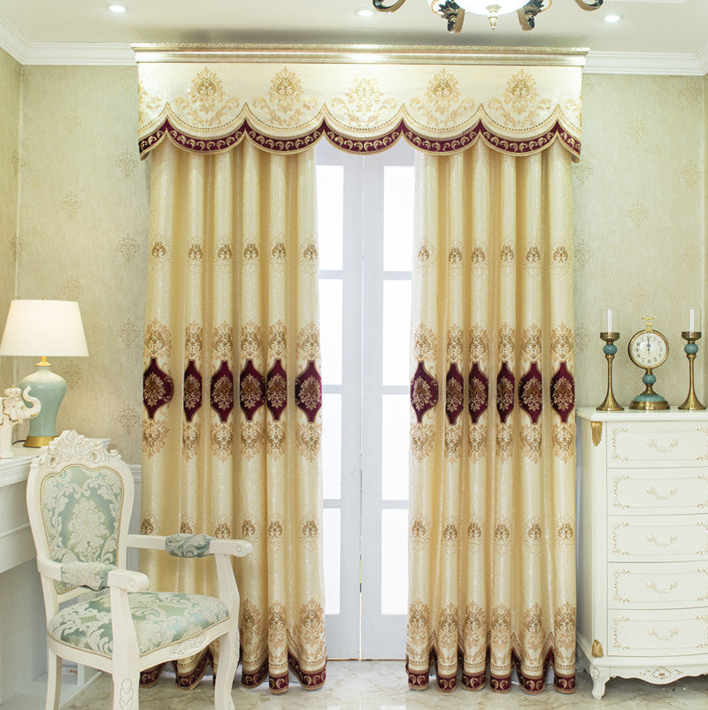 HKM-908947 Luxurious Velvet Rope Embroidered Curtain in Multiple Colors with 70-90% Shading