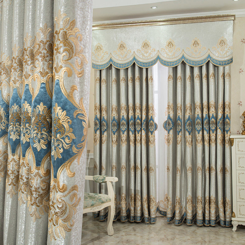 HKM-908947 Luxurious Velvet Rope Embroidered Curtain in Multiple Colors with 70-90% Shading