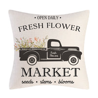 HKM-908947 Tulip Farm Bike Floral Linen Cushion Pillowcase 45x45cm