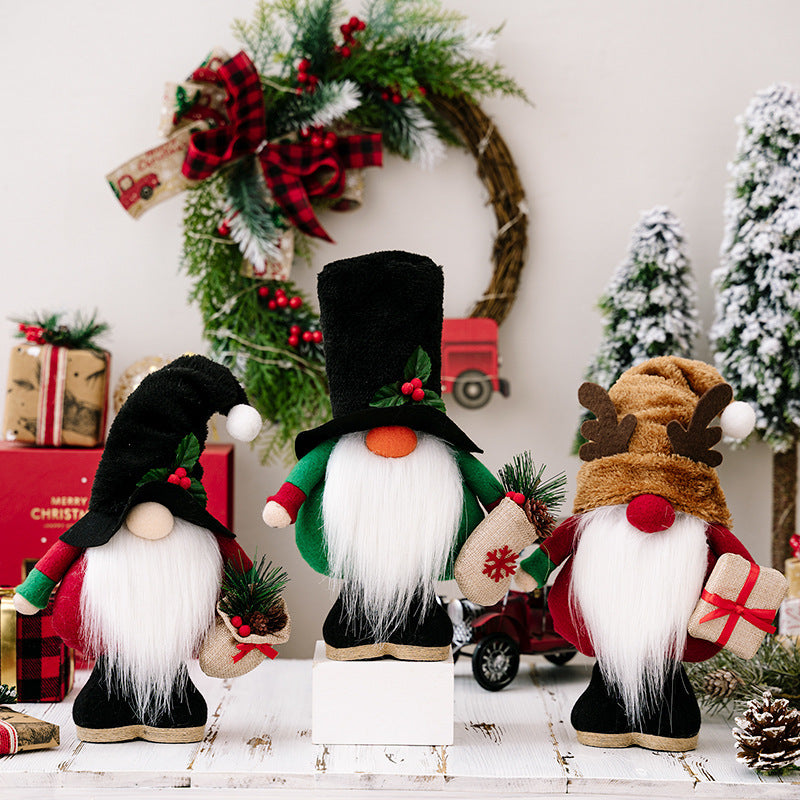 HKM-909011 Christmas Gnome Dolls for Home Decoration - 30X19cm Polyester Ragdoll