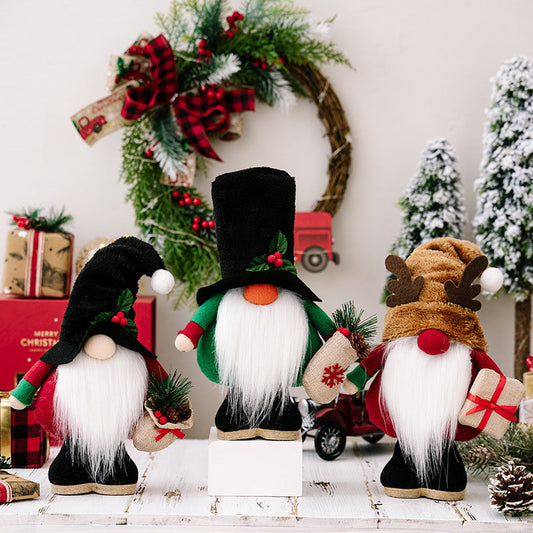 HKM-909011 Christmas Gnome Dolls for Home Decoration - 30X19cm Polyester Ragdoll