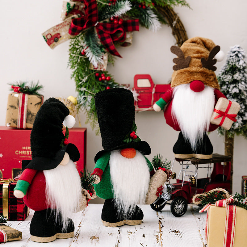 HKM-909011 Christmas Gnome Dolls for Home Decoration - 30X19cm Polyester Ragdoll