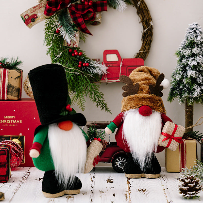 HKM-909011 Christmas Gnome Dolls for Home Decoration - 30X19cm Polyester Ragdoll