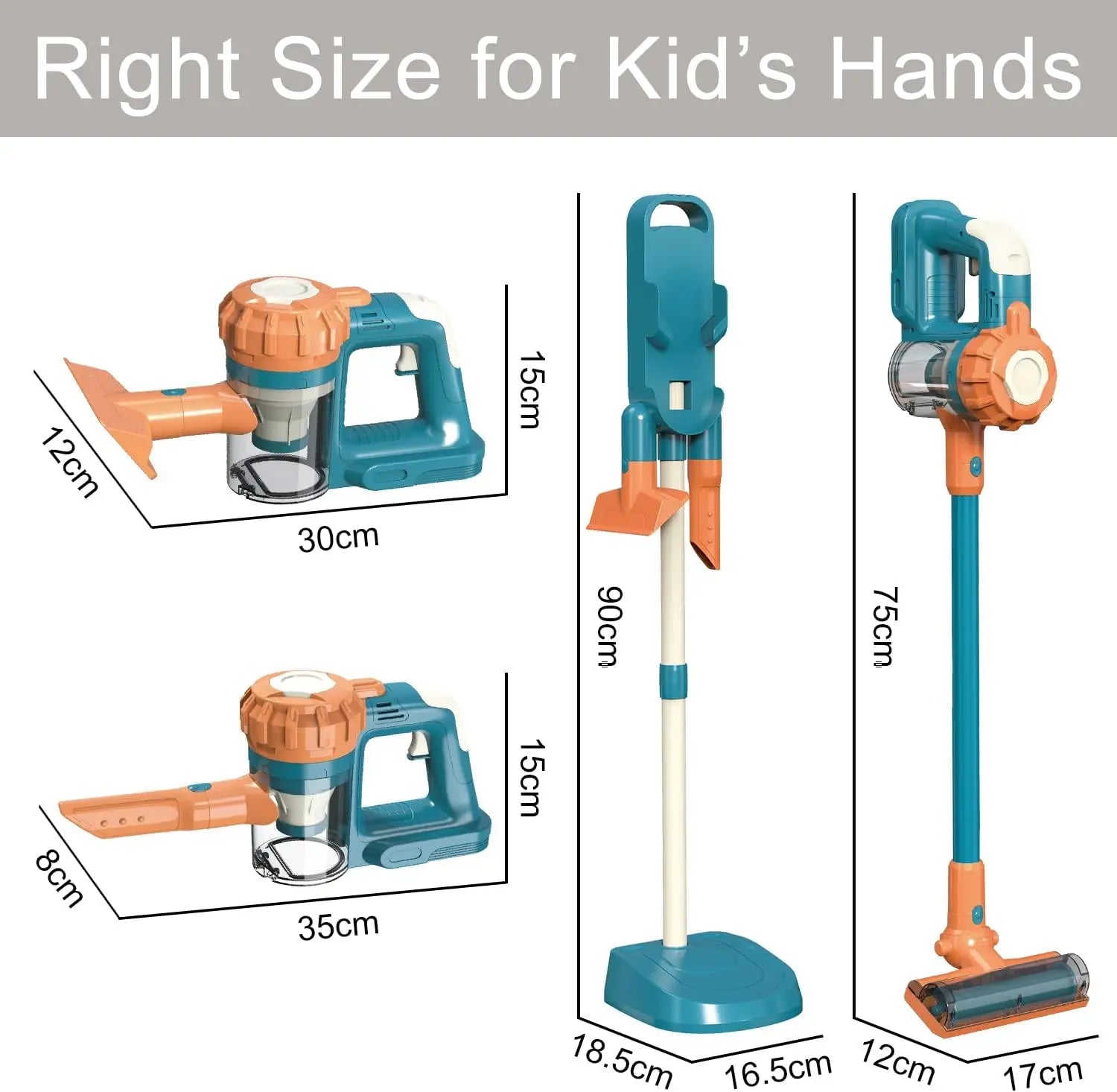 HKM-909075 3-in-1 Toddler Pretend Play Vacuum Cleaning Set for Kids Ages 2-13