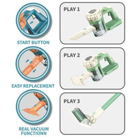 HKM-909075 3-in-1 Toddler Pretend Play Vacuum Cleaning Set for Kids Ages 2-13