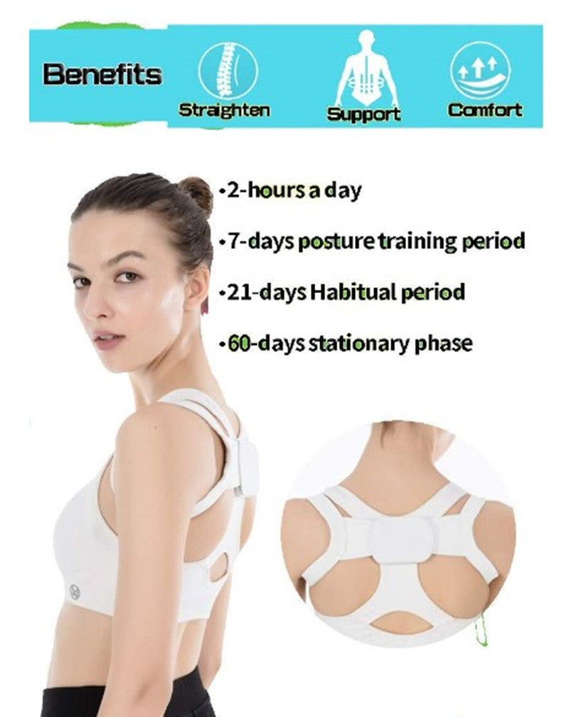 HKM-909075 Back Correction Strap for Adult Students - Elastic Shoulder & Chest Support, Available in White and Black