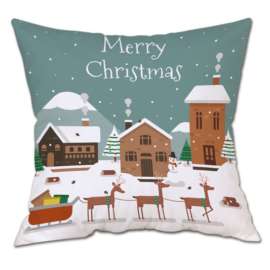 KTX-909075 Christmas Short Plush Digital Print Sofa Pillowcase - 45x45cm