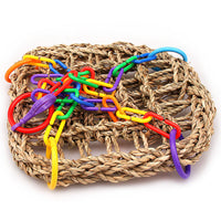 HKM-909331 Wooden Parrot Swing with Metal and Plastic Rings for Birds