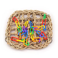 HKM-909331 Wooden Parrot Swing with Metal and Plastic Rings for Birds