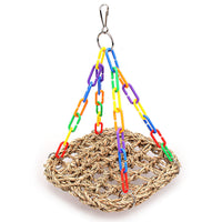 HKM-909331 Wooden Parrot Swing with Metal and Plastic Rings for Birds