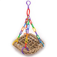 HKM-909331 Wooden Parrot Swing with Metal and Plastic Rings for Birds