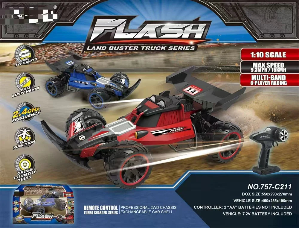 HKM-909395 1/10 Electric Remote Control Off-Road Truck - High Speed Multi-Function Cross Country Car