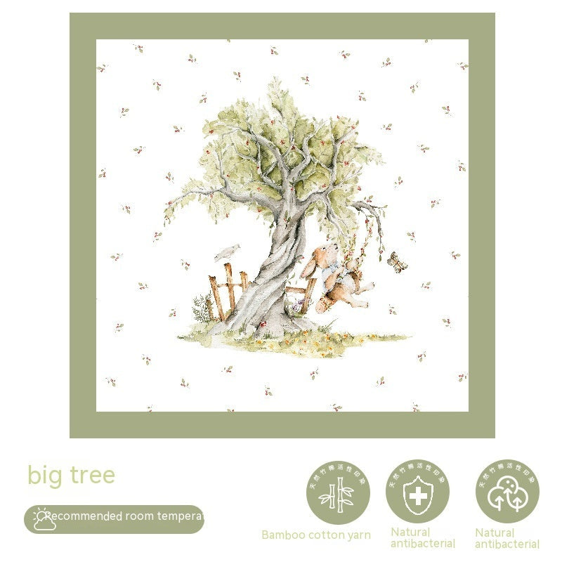 HKM-909395 Animal Pattern Bamboo Cotton Gauze Baby Blanket - 120x120cm for Year-Round Comfort