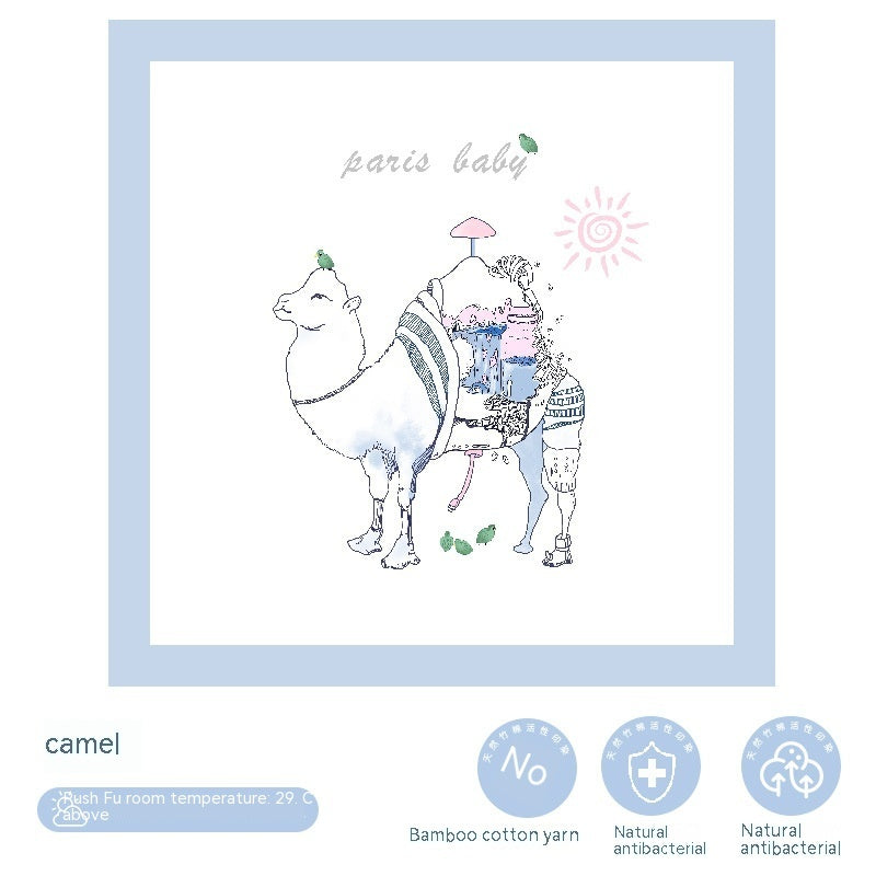 HKM-909395 Animal Pattern Bamboo Cotton Gauze Baby Blanket - 120x120cm for Year-Round Comfort