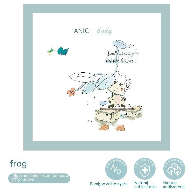 HKM-909395 Animal Pattern Bamboo Cotton Gauze Baby Blanket - 120x120cm for Year-Round Comfort